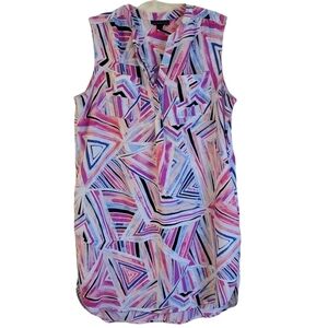 Attention Multicolor Triangle Geometric Print Dres